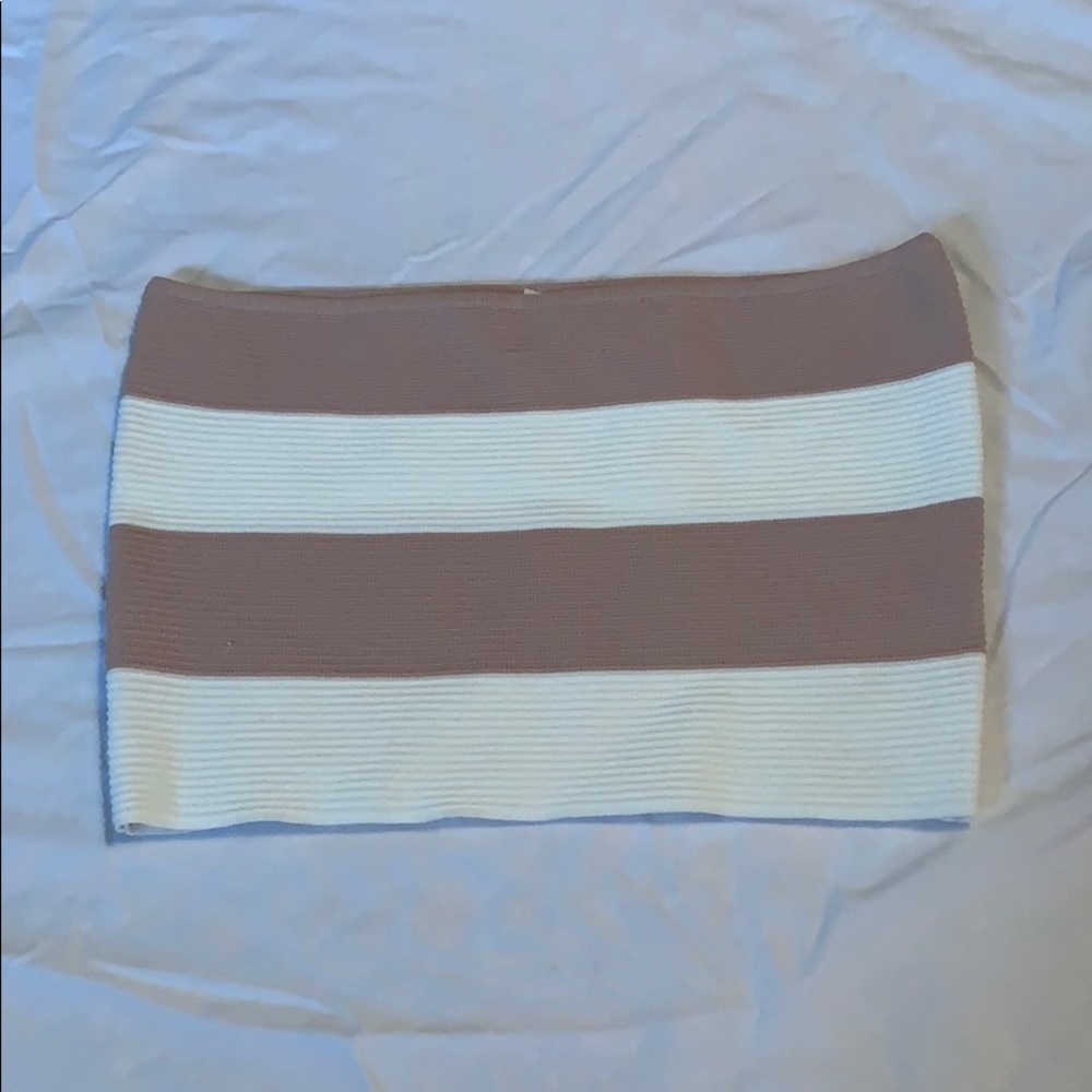 Tan and white striped tube top